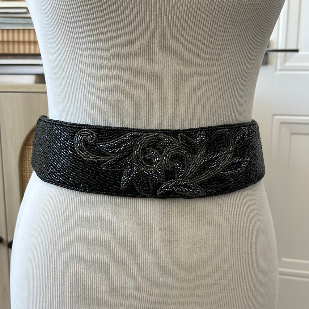 Vintage black beaded belt